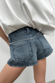 Short en denim TRF à clous