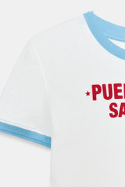 T-shirt à passepoils et texte