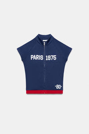 Top à fermeture zippée et texte