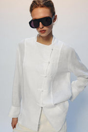 Chemise à brandebourgs 100 % lin ZW Collection