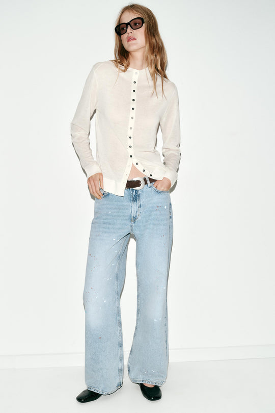 Jean Z1975 coupe ample taille mi-haute effet peinture