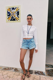 Short Z1975 en denim taille croisée