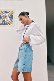 Short Z1975 en denim taille croisée
