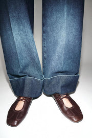 Jean Z1975 coupe droite taille basse avec revers au bas