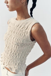 Top en maille smockée