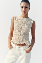 Top en maille smockée