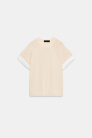 Pull en maille à manches contrastées avec revers