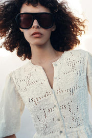 Veste romantique en maille contrastée