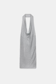 Robe dos-nu en maille à fil métallisé