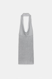 Robe dos-nu en maille à fil métallisé