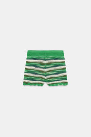 Short en maille structurée à rayures
