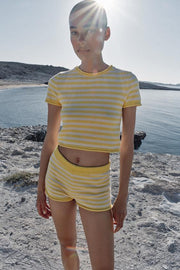 Short en maille rayée