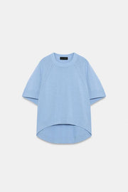Pull en maille à bas arrondi et manches courtes
