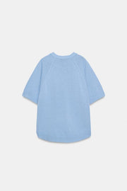 Pull en maille à bas arrondi et manches courtes