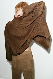 Blouson biker effet suédine oversize