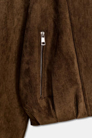 Blouson biker effet suédine oversize