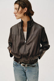 Veste bomber courte effet cuir