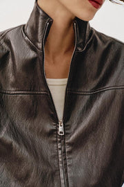 Veste bomber courte effet cuir