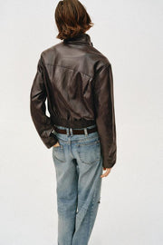 Veste bomber courte effet cuir