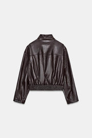 Veste bomber courte effet cuir