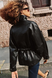 Blouson effet cuir à col montant
