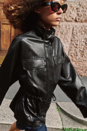 Blouson effet cuir à col montant