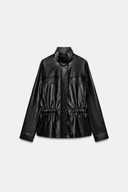 Blouson effet cuir à col montant