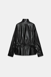 Blouson effet cuir à col montant