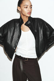 Veste bomber matelassée effet cuir