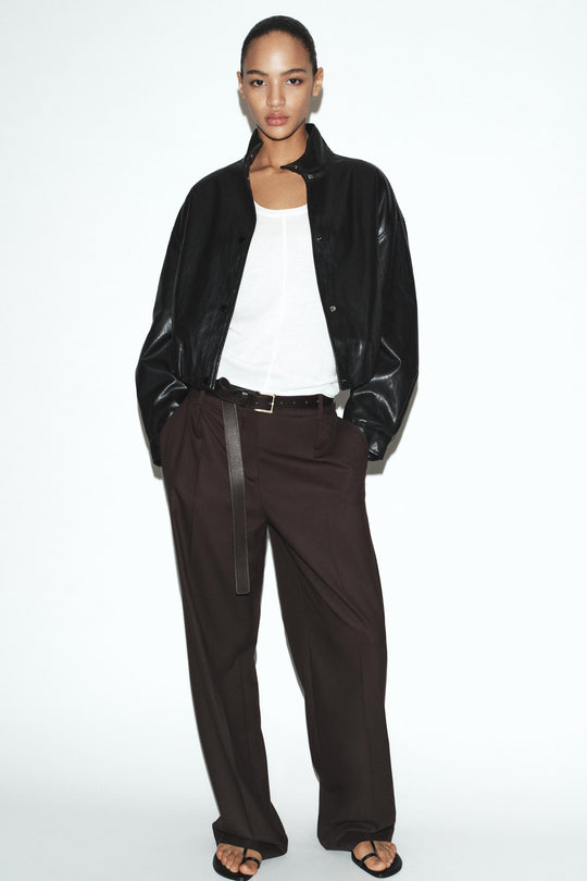 Veste bomber matelassée effet cuir
