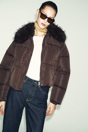 Veste bomber matelassée à revers effet fourrure