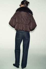 Veste bomber matelassée à revers effet fourrure