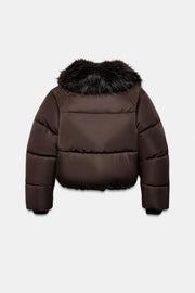Veste bomber matelassée à revers effet fourrure