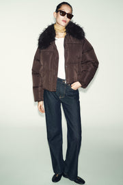 Veste bomber matelassée à revers effet fourrure