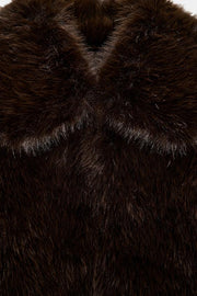 Manteau court effet fourrure à col revers