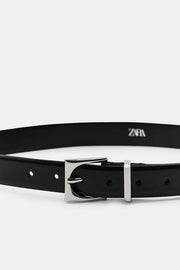Ceinture 100 % cuir à boucle géométrique