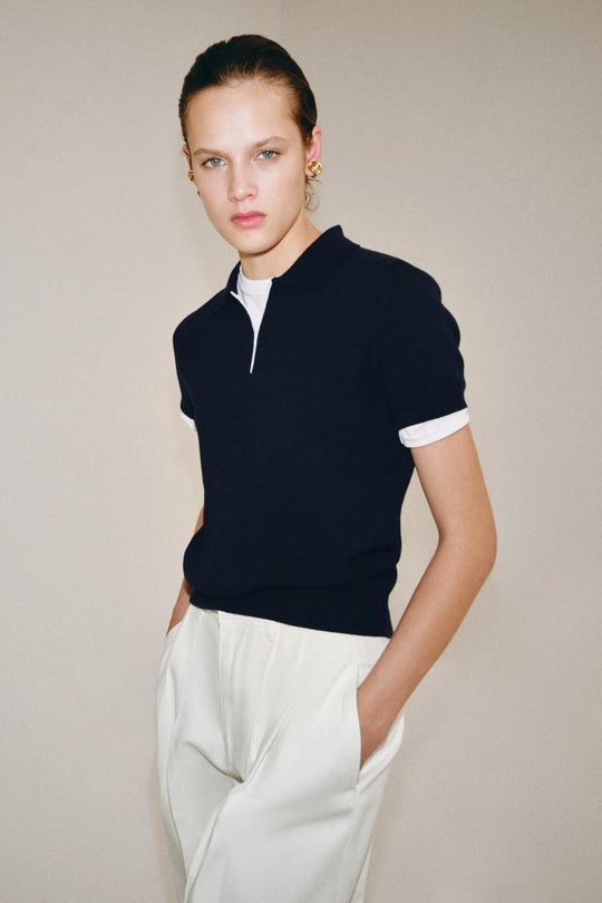Polo en maille à fermeture zippée