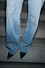 Jean TRF à jambe large taille basse brillant