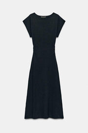 Robe longue en maille à fronces latérales
