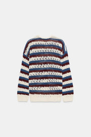 Veste à rayures en maille ajourée