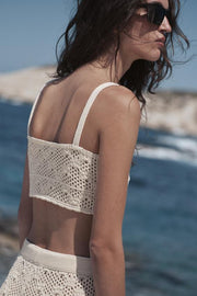 Top en maille pointelle à fleurs