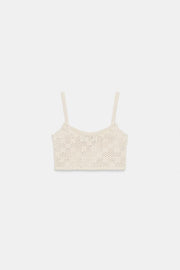 Top en maille pointelle à fleurs