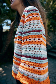 Veste en maille pointelle à rayures
