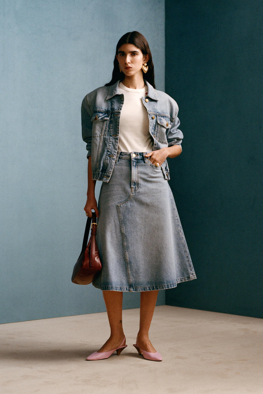 Jupe midi en denim Willy Chavarria x