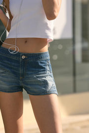 Short mini en denim TRF à motif étoiles