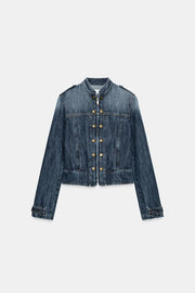Veste en denim TRF à passants et boutons