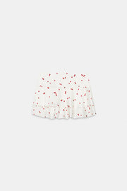 Jupe mini à volants à motif fraises