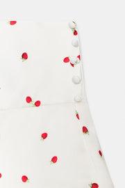 Jupe mini à volants à motif fraises