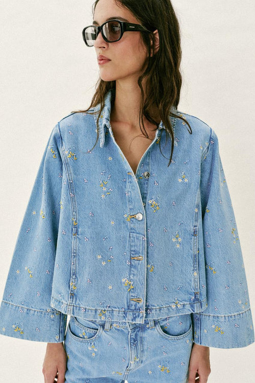Blouson Z1975 en denim à fleurs brodées coordonné