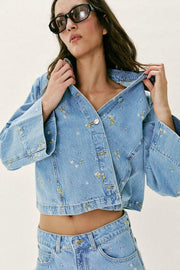 Blouson Z1975 en denim à fleurs brodées coordonné